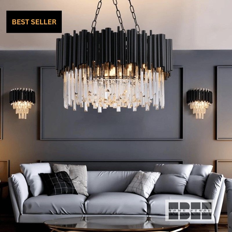 Luxury Black Crystal Chandelier.