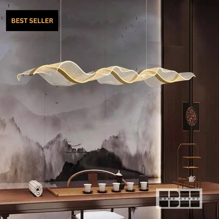 Modern Contemporary LED Pendant. - gold / Length 200cm / RC remote dimming