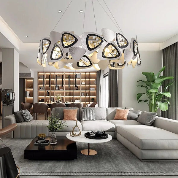 Round Creative Crystal LED Chandelier, Luxury Lighting for High-End Home Decor.