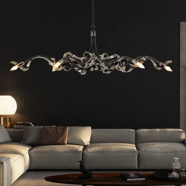 Postmodern Luxury LED Chandelier, Novelty Metal Art for Living Room Elegance.