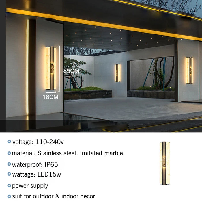 Modern Marble Porch Sconces Lighting. - H85 x W18cm / warm white