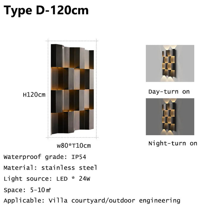 Stainless Steel Waterproof Wall Sconce. - D 120cm / cool white
