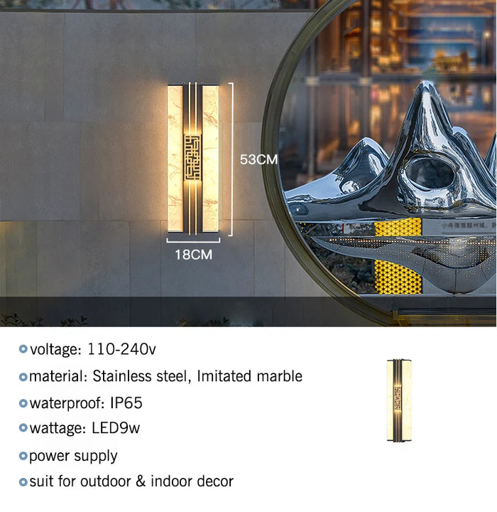 Modern Marble Porch Sconces Lighting. - H53 x W18cm / warm white
