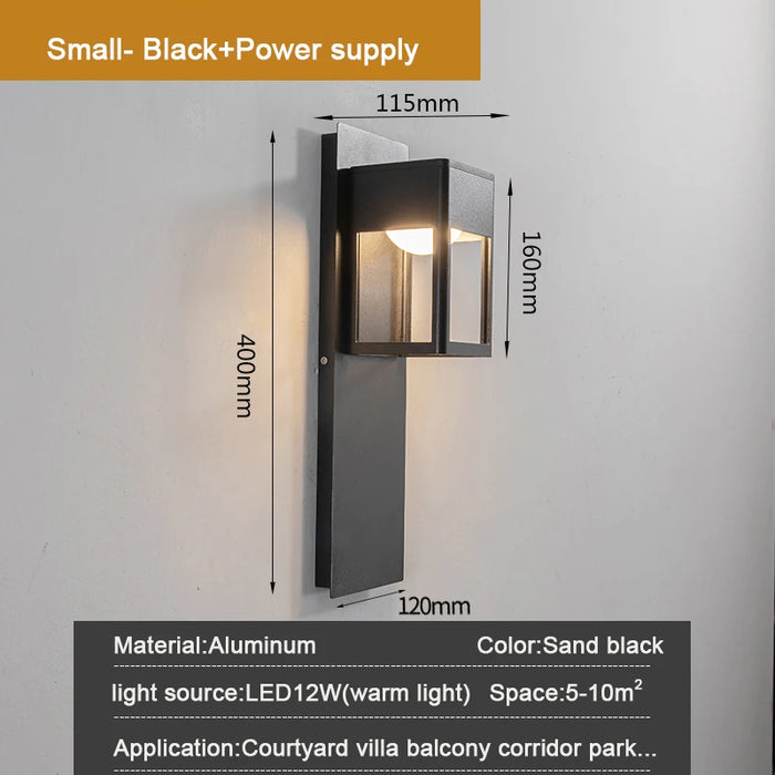 Aluminum Black Bronze Garden Light. - H40cm  power supply 1 / cold  white