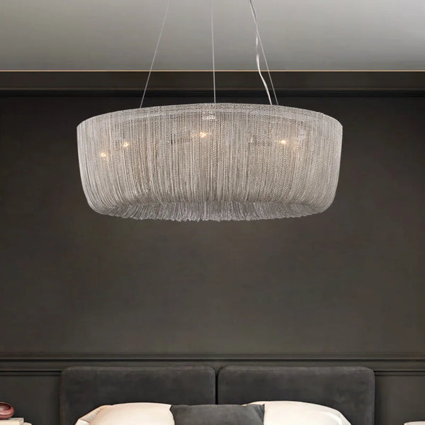 Elegant Nordic Tassel Chandelier: Minimalist Round Hanging Lamp for Home Decor. - BH Home Store