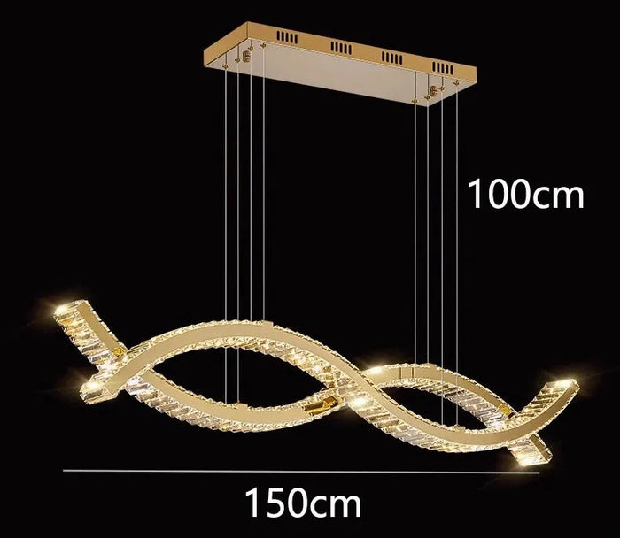 Luxury Modern LED Chandeliers. - gold / Length 150cm / Cold White