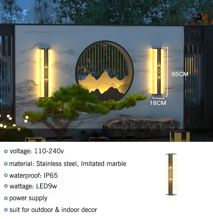 Modern Marble Porch Sconces Lighting. - H65 x W18cm / warm white