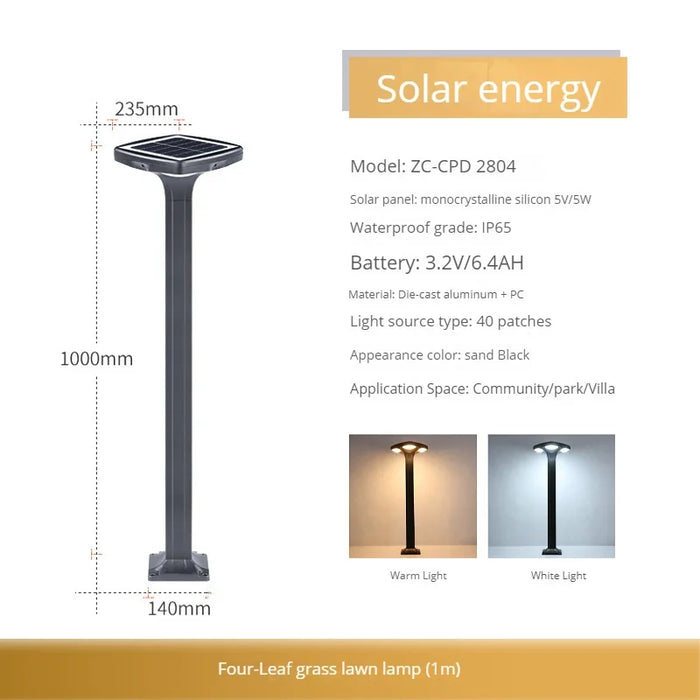 Durable Garden Solar Street Light. - Solar-100cm / Warm Light