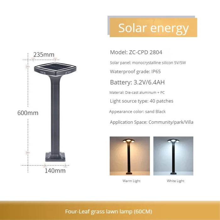 Durable Garden Solar Street Light. - Solar-60cm / Warm Light