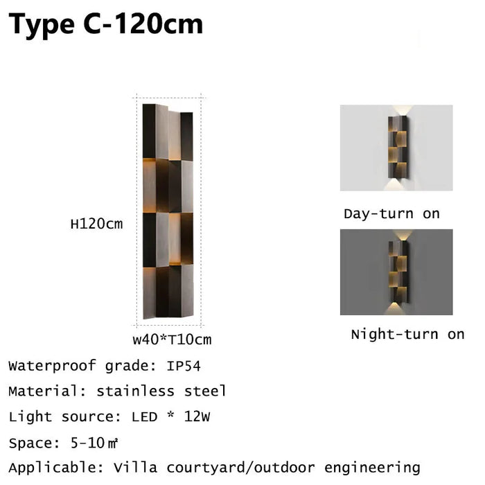 Stainless Steel Waterproof Wall Sconce. - C 120cm / cool white