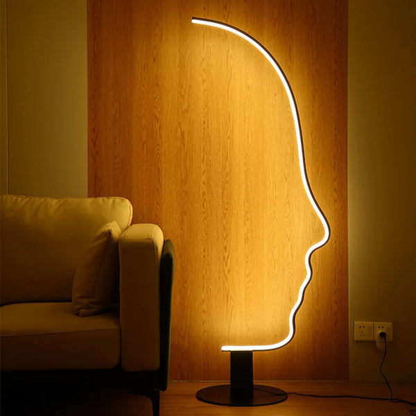 Innovative Nordic LED Floor Lamp with Human Face: Minimalist Ambient Light for Home Comfort