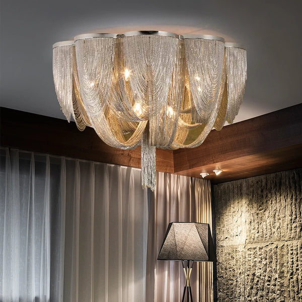 Luxurious Italian Chain Chandelier: Nordic Design Tassel Lighting for Elegant Home Decoration