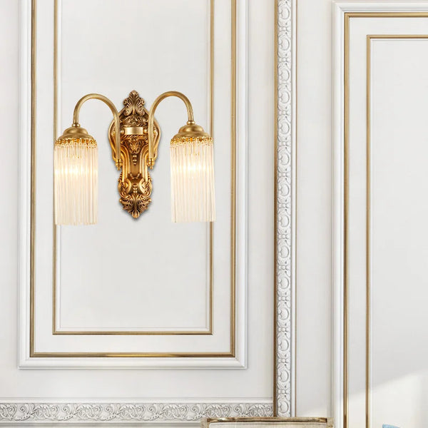 Elegant Victoria Crystal and Brass Wall Sconce for Luxurious European Home Lighting.