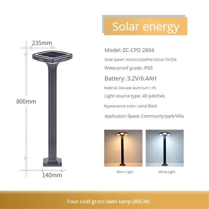 Durable Garden Solar Street Light. - Solar-80cm / Warm Light