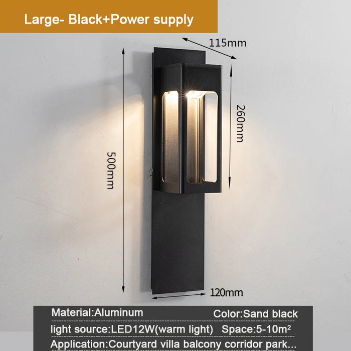 Aluminum Black Bronze Garden Light. - H50cm  power  supply / cold  white