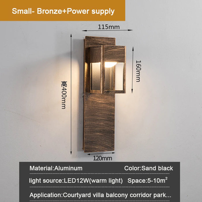 Aluminum Black Bronze Garden Light. - H40cm  power supply / cold  white