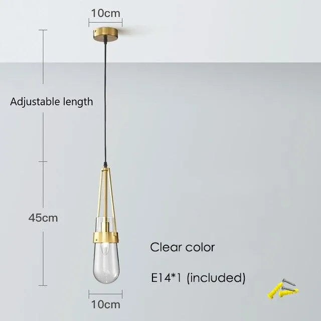 Adjustable Blue Glass Chandelier. - clear color / Cold White