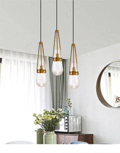 Adjustable Blue Glass Chandelier.
