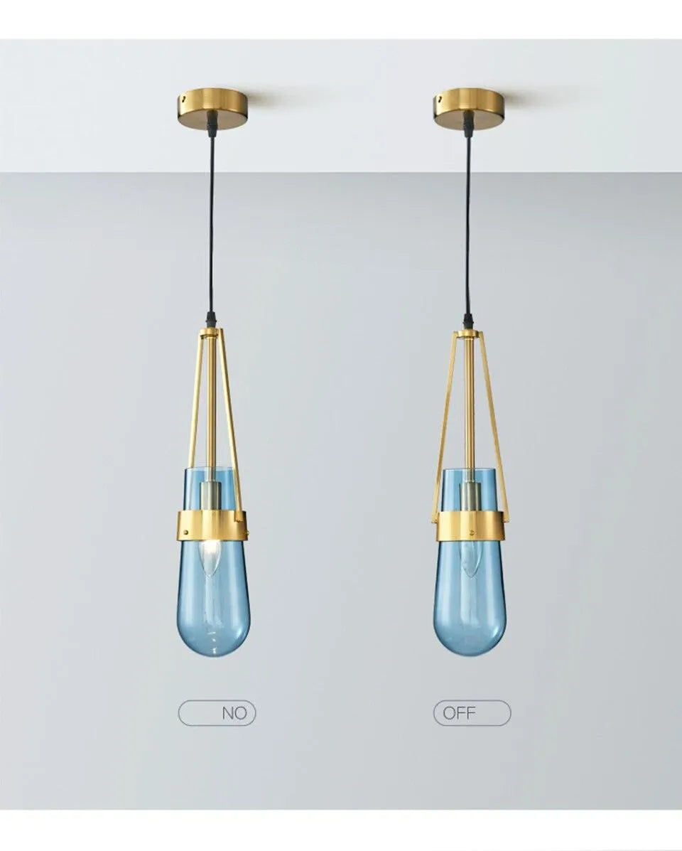 Adjustable Blue Glass Chandelier. - BH Home Store