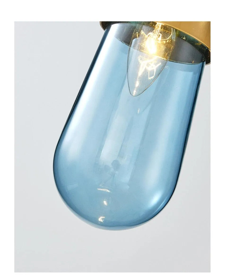 Adjustable Blue Glass Chandelier. - BH Home Store