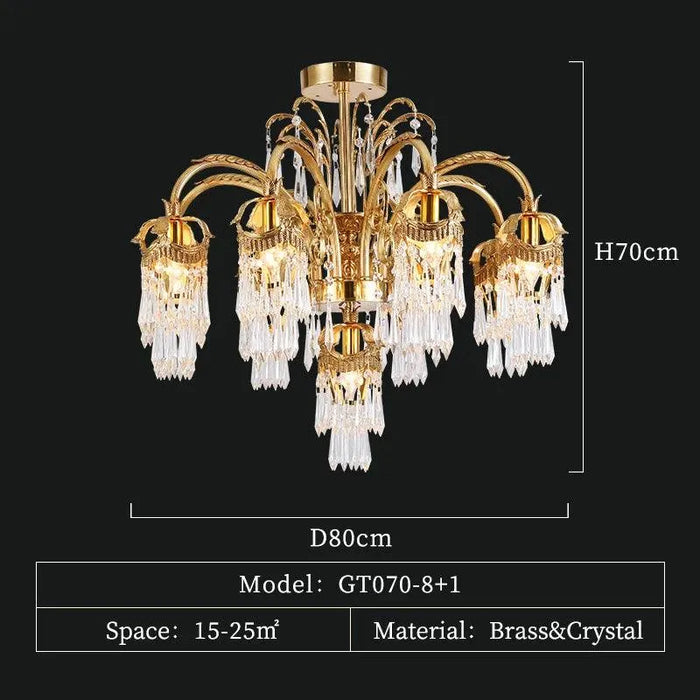 European Copper Luminous Pendant . - 9lights D80 H70cm