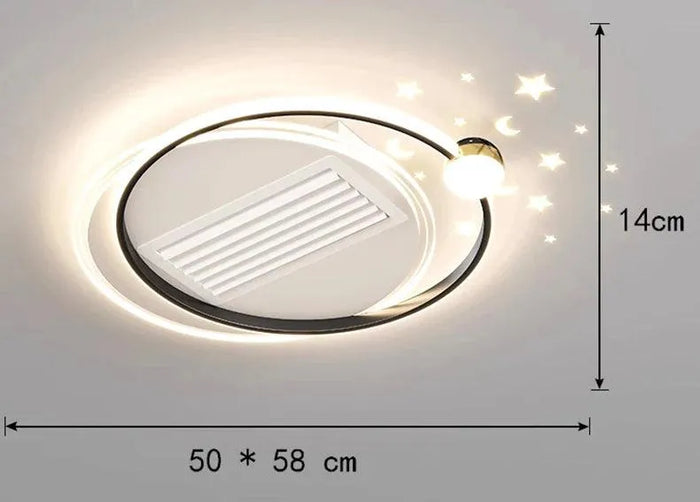 Kids Ceiling Fan with LED Light. - C size black / 110V
