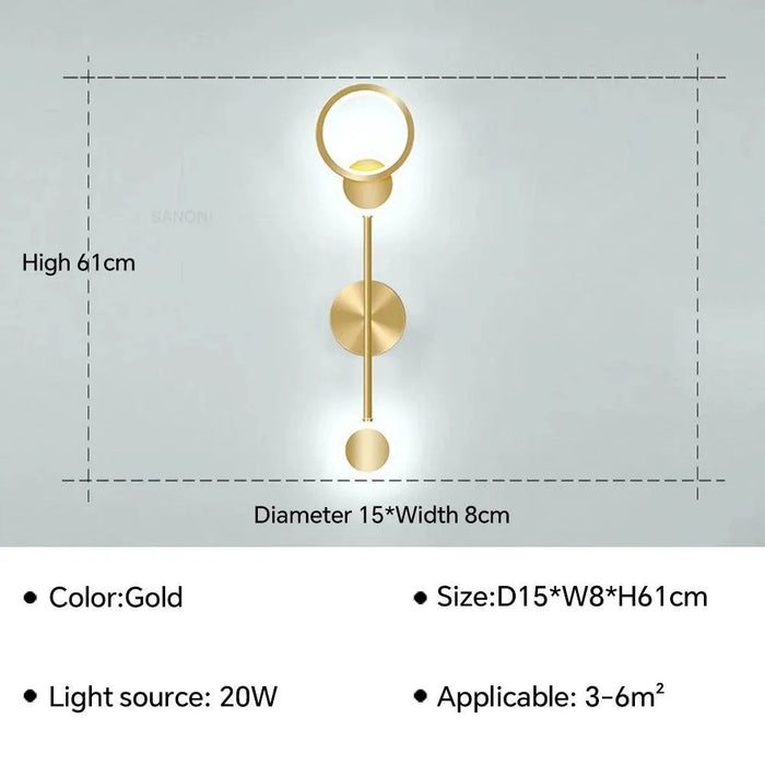 Chic Bedroom LED Wall Lamp. - Gold B / Cold White