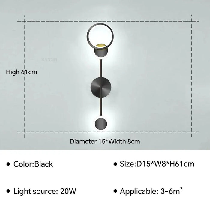 Chic Bedroom LED Wall Lamp. - Black B / Cold White