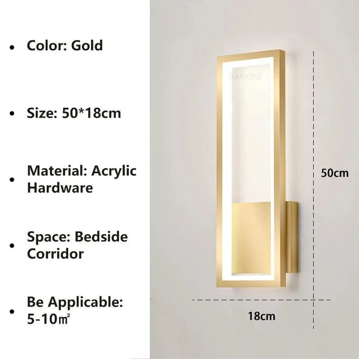 Chic Bedroom LED Wall Lamp. - Gold I 50CM / Cold White