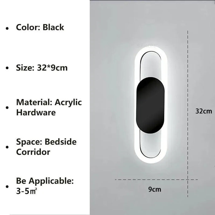 Chic Bedroom LED Wall Lamp. - Black E / Cold White