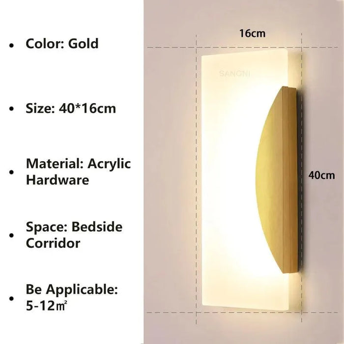 Chic Bedroom LED Wall Lamp. - Gold G 40CM / Cold White