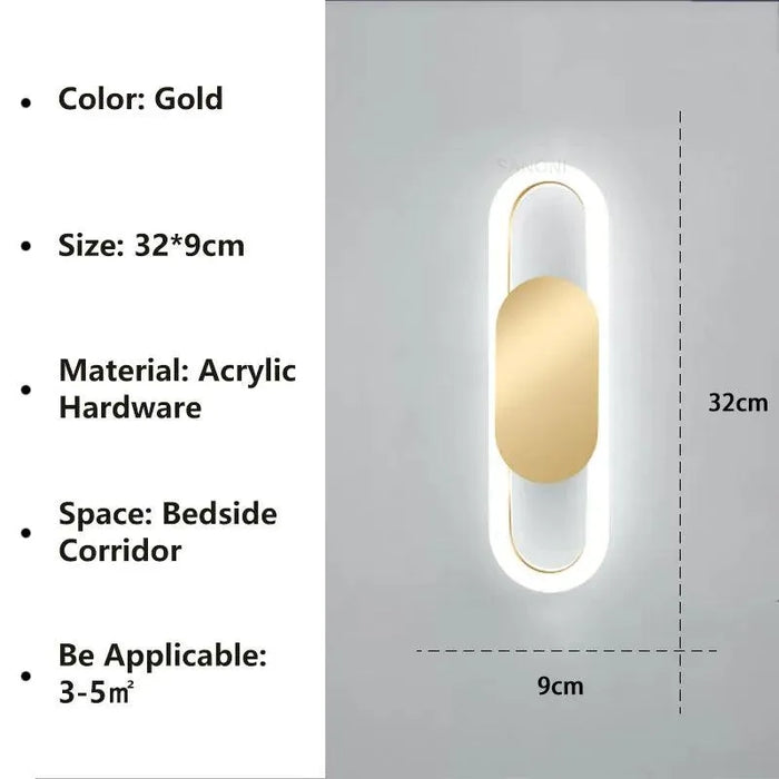 Chic Bedroom LED Wall Lamp. - Gold E / Cold White