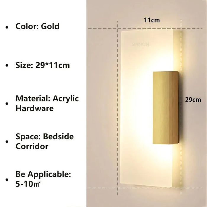 Chic Bedroom LED Wall Lamp. - Gold F 29CM / Cold White