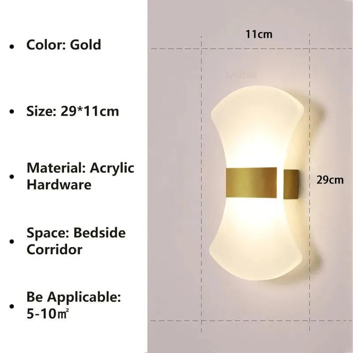 Chic Bedroom LED Wall Lamp. - Gold H / Cold White