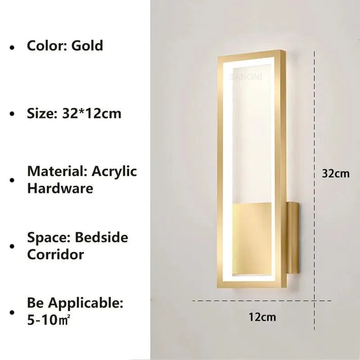Chic Bedroom LED Wall Lamp. - Gold I 32CM / Cold White