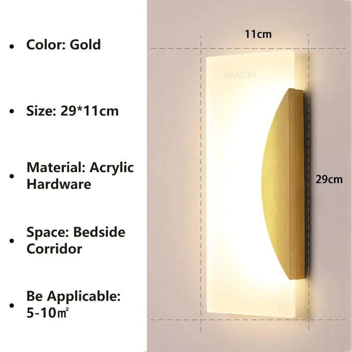 Chic Bedroom LED Wall Lamp. - Gold G 29CM / Cold White