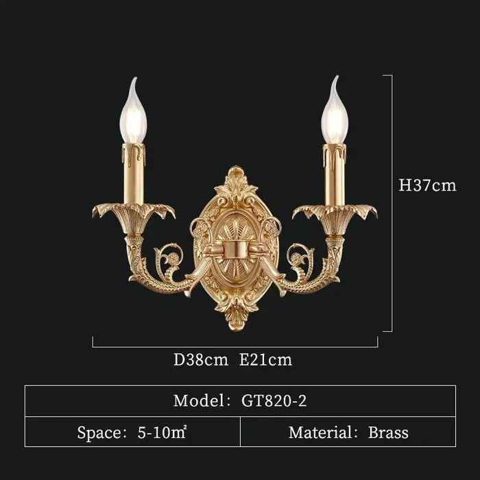 Chic French Copper Wall Lighting, European Brass Elegance for Living Room and Study. - 820 W38 H37 E21cm
