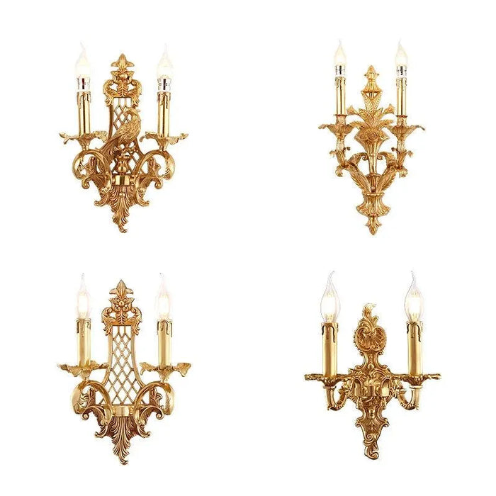 Chic French Copper Wall Lighting, European Brass Elegance for Living Room and Study. - 817 W13 H45 E23cm
