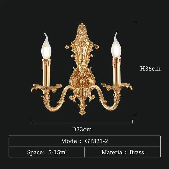 Chic French Copper Wall Lighting, European Brass Elegance for Living Room and Study. - 821 W33 H36 E20.5cm