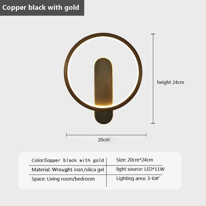 Chic Minimalist LED Round Wall Lamp. - Black 1 / Cool white