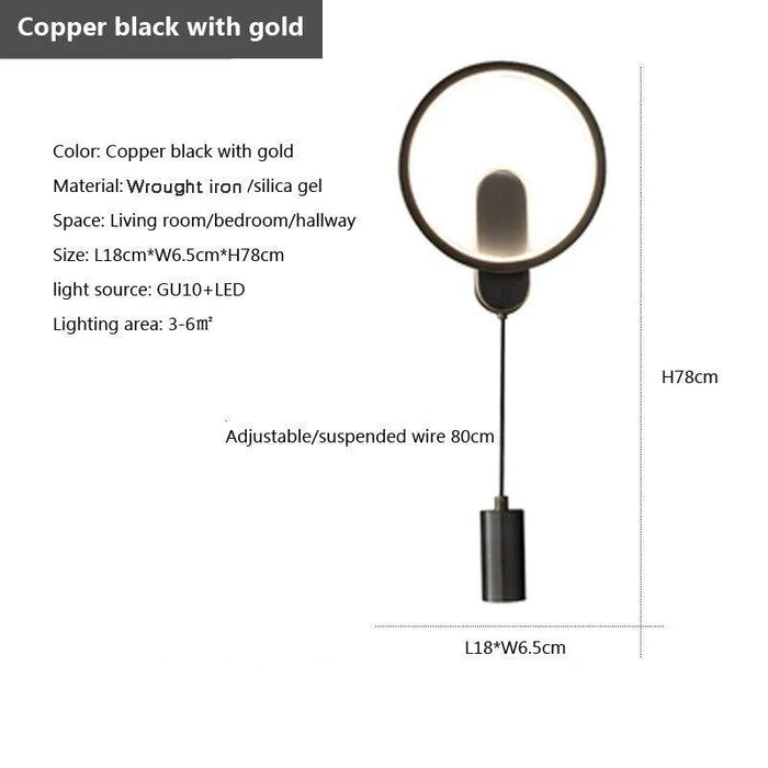 Chic Minimalist LED Round Wall Lamp. - Black / Cool white