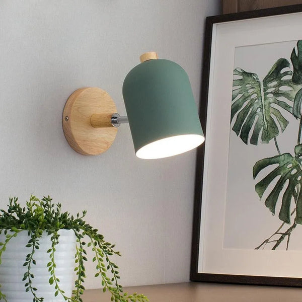 Chic Nordic Wooden Wall Lights, Macaroon Colors with Adjustable E27 Head for Bedrooms. - BH Home Store