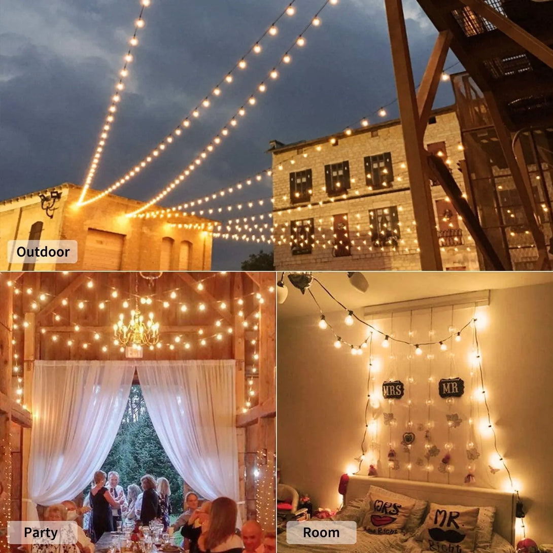Connectable 50Ft G40 Patio String Lighting, Perfect for Outdoor Ambiance and Garlands. - BH Home Store