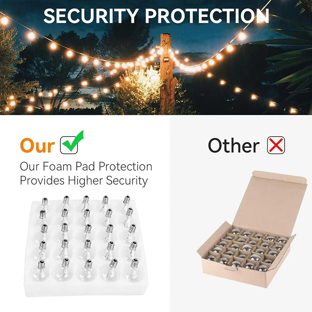 Connectable 50Ft G40 Patio String Lighting, Perfect for Outdoor Ambiance and Garlands. - BH Home Store