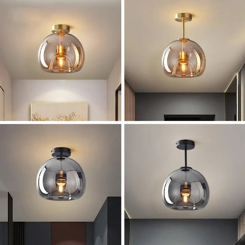 Contemporary Brass Glass Chandelier. - BH Home Store