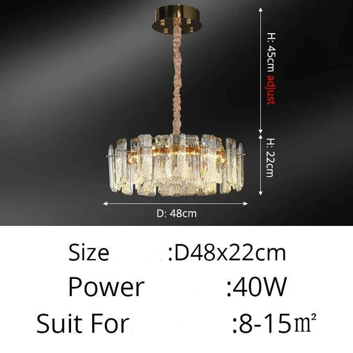 Contemporary Circle Chrome Chandelier. - A 48cm / warm light no remote
