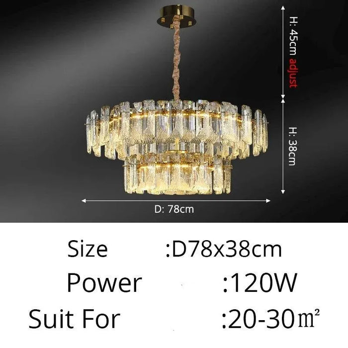 Contemporary Circle Chrome Chandelier. - E 78cm / warm light no remote