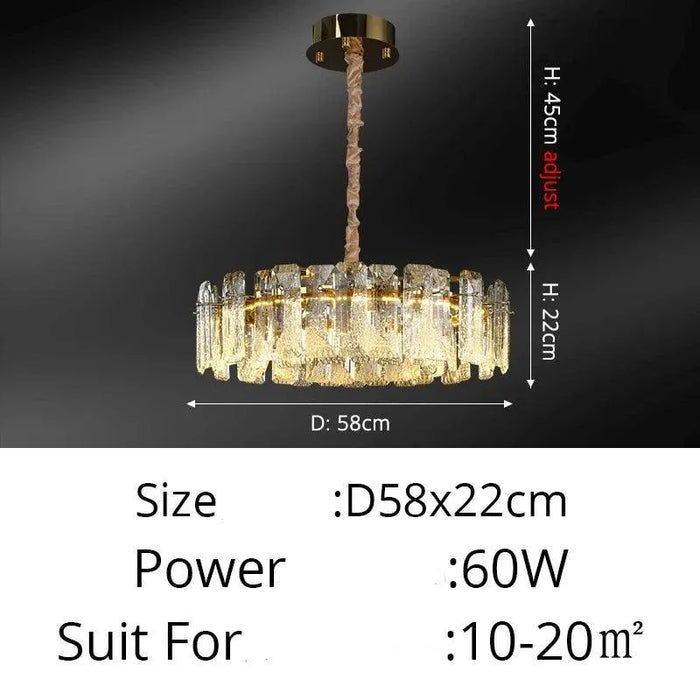 Contemporary Circle Chrome Chandelier. - B 58cm / warm light no remote