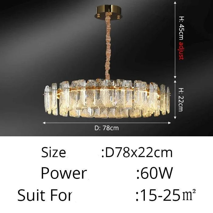 Contemporary Circle Chrome Chandelier. - C 78cm / warm light no remote