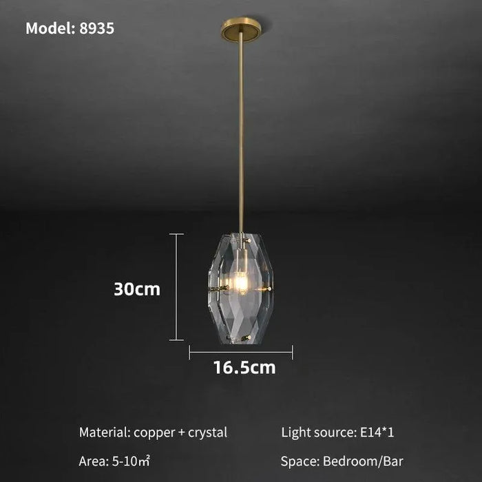 Contemporary Copper Crystal Chandelier. - 8935 / Warm light